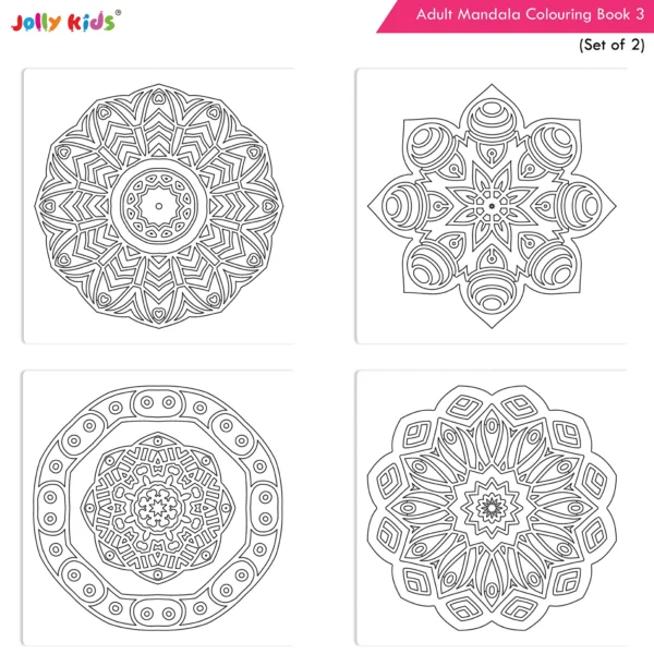 Jolly Kids Adults Mandala Colouring Books B Set of  2| Stress Relieving Designs| Ages 12+ - Image 6