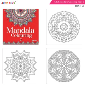 Jolly Kids Adults Mandala Colouring Books E Set of  2| Stress Relieving Designs| Ages 12+