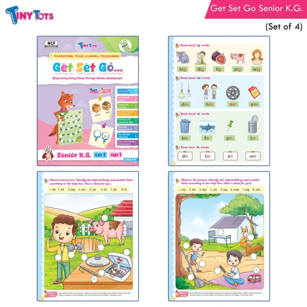 Tiny Tots Get Set Go Preschool Learning Term wise Senior KG Books Set Of 4 (4)