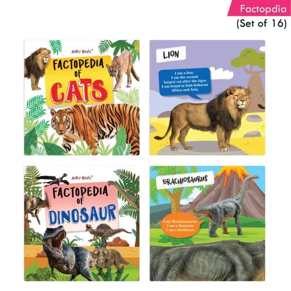 Jolly Kids Factopedia Books Set of 16 For Kids Aged 3-8 Years| Educational Learning About Animals-Farm Animals, Wild Animals, Oceans, Monkeys, Reptiles, Plants, Earth, Sports, Human Body, Spaces and More. - Image 3