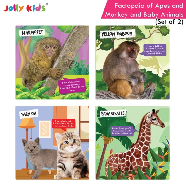 Jolly Kids Factopedia of Apes and Monkeys and Baby Animals Books Set of 2 - Image 8