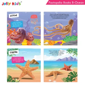 Jolly Kids Factopedia Books B Set of 4 For Preschoolers Learning About Ocean - Apes And Monkey - Reptiles And Amphibians - Wild Animals