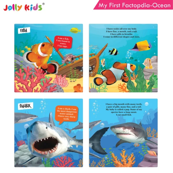 Jolly Kids My First Factopedia: Oceans, Apes and Monkeys, Reptiles and Amphibians, and Wild Animals 4 in 1 Book for Kids Aged 3-8 Years| Learn About Sea Creature, Mandrill, Chameleon, Whale, Lion - Image 3